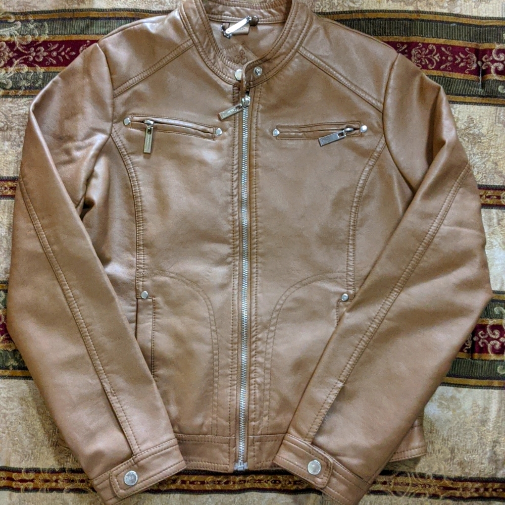 Girls brown motorcycle style jacket